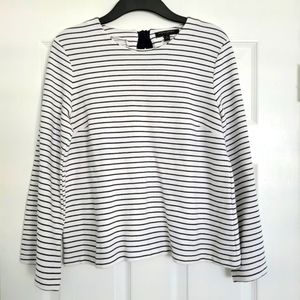 Banana Republic White / Navy Stripe Long Sleeve Top Size Small